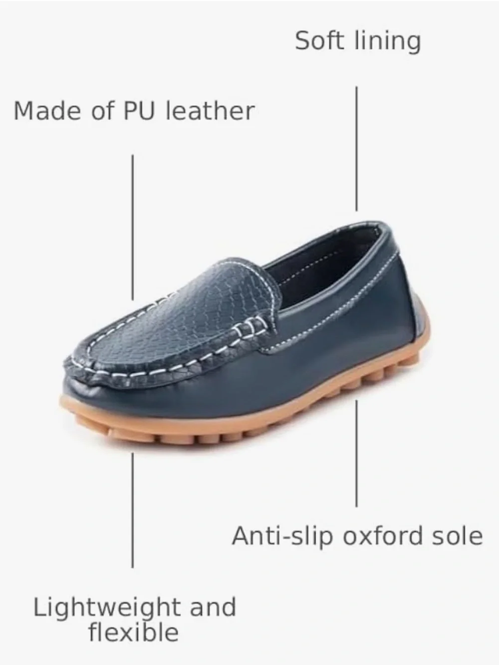 Kids Navy Leather Loafer Dress Shoes